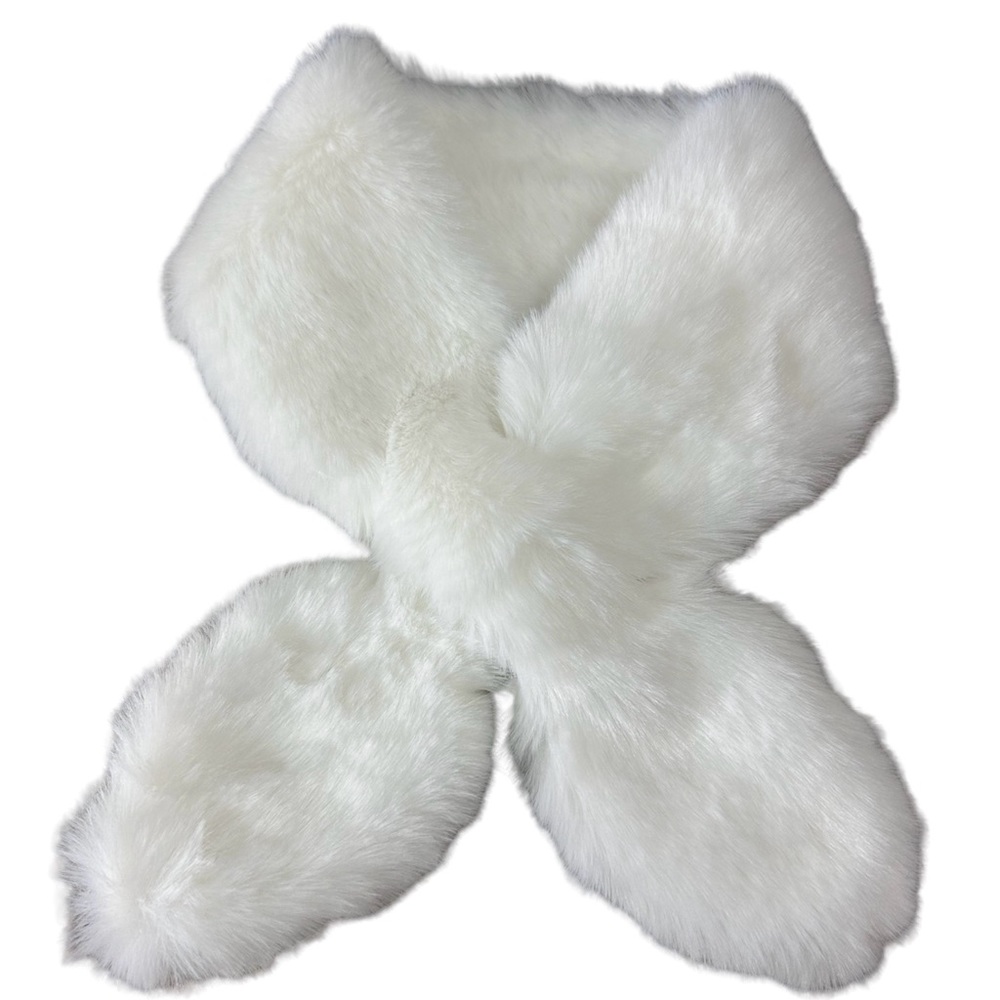 64. White Faux Fur Pull Through Neck Scarf